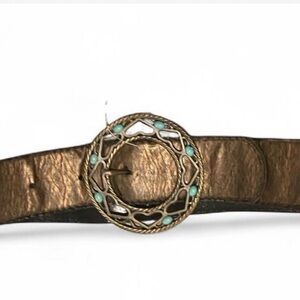 Chic Brown Belt with Turquoise Detailing